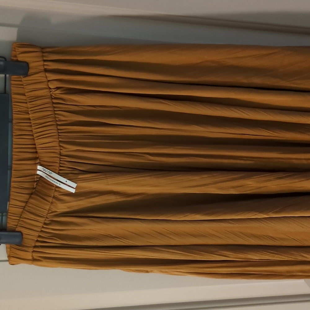 Anthropologie Golden Midi Silk Skirt - Picture 3 of 5